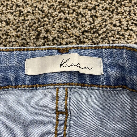 KANCAN 3/25 Low Rise Light Wash Distressed Thrashed Skinny Jeans 90s Y2K Biker - Picture 6 of 16